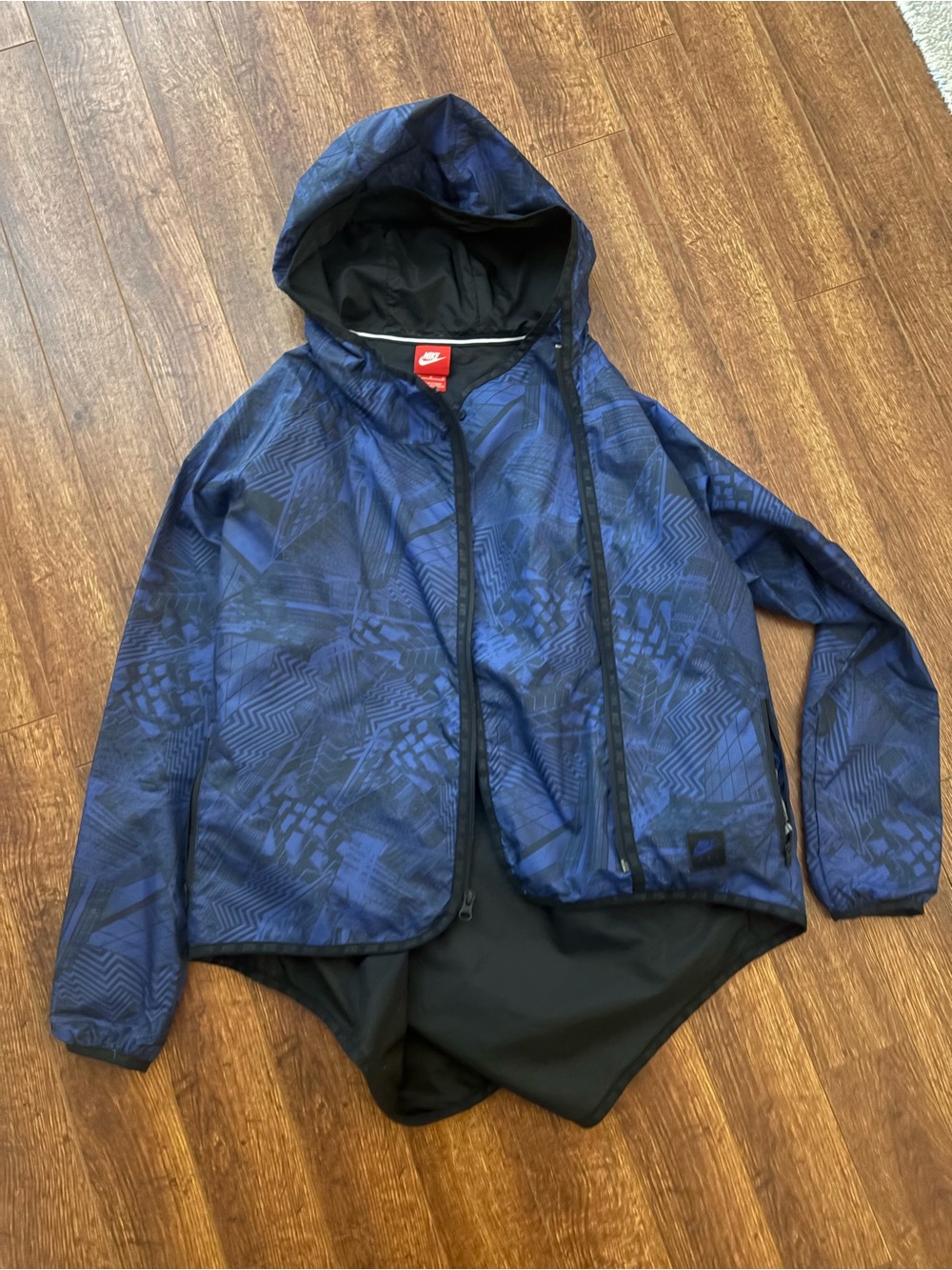 Nike TKO City Pack Asymmetric Zip Running Windbreaker Jacket Blue Camo- unisex
